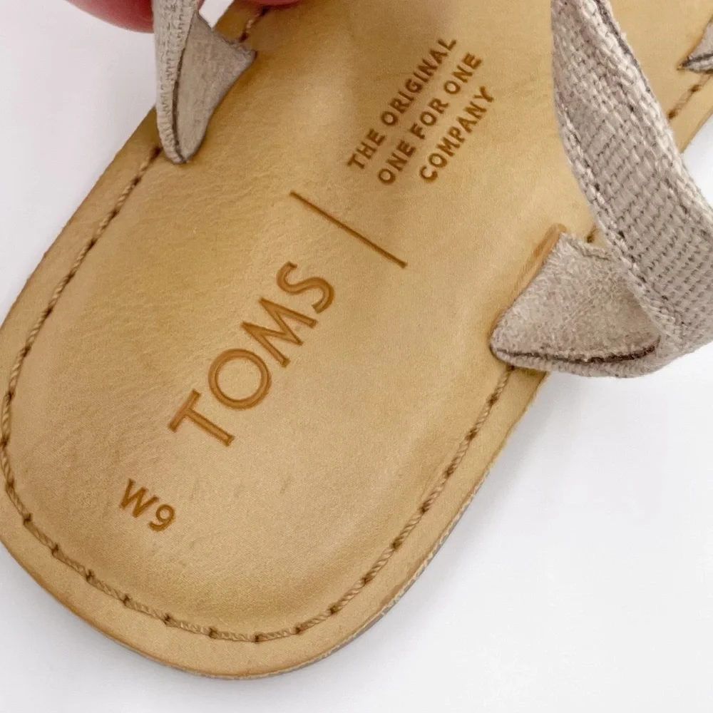Toms Lexie Strappy Sandals Oxford Tan Heritage Canvas Diamond Tribal Size 9